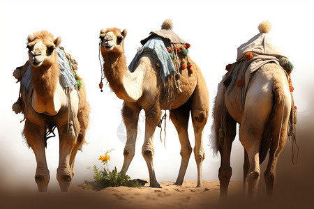 沙漠里漫步的骆驼图片