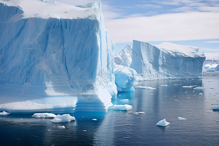 极地海洋冰山在海洋里漂浮背景