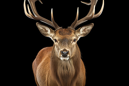 雄性麋鹿长着巨大的双角高清图片