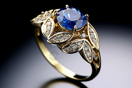 华丽的蓝宝石戒指背景图片