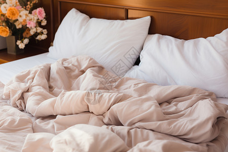 床单被子柔软的枕头被子背景