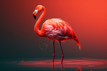一只粉红色的火烈鸟图片