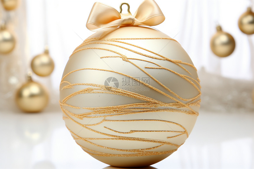 圣诞树上的金色装饰品图片