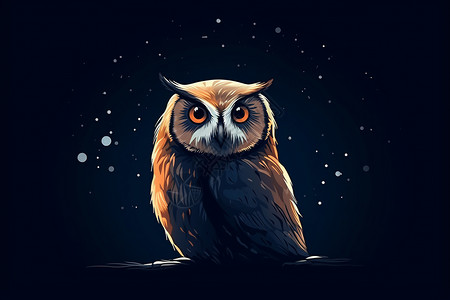 夜空中的猫头鹰图片
