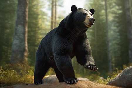 森林里的黑熊背景图片