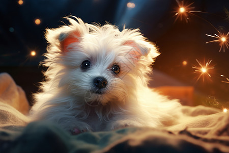 快乐的小狗仰望星空图片