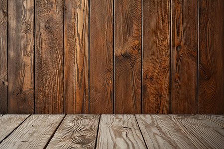 棕色木制地板和和墙壁背景图片