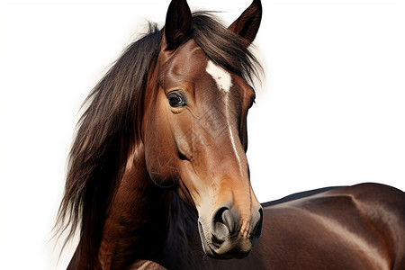 一匹棕色的马站在白色背景上背景图片