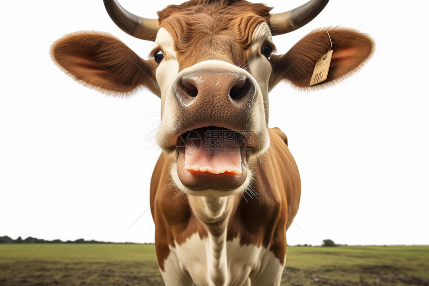 牧场上微笑的奶牛图片
