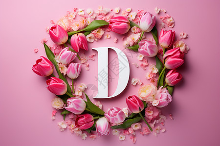 粉色花环和字母图片