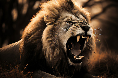 狮子开口咆哮图片