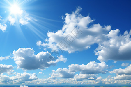 美丽白云天空中的太阳设计图片