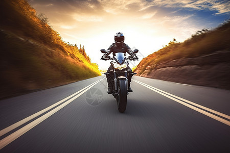 风驰电掣的摩托车高清图片