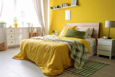 北欧现代家居卧室场景背景图片