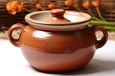 古香古色的陶瓷锅图片