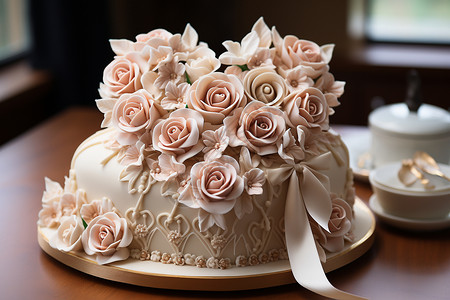 精美浪漫的心形蛋糕图片