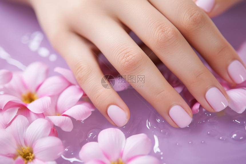 精美修饰的紫色指甲图片