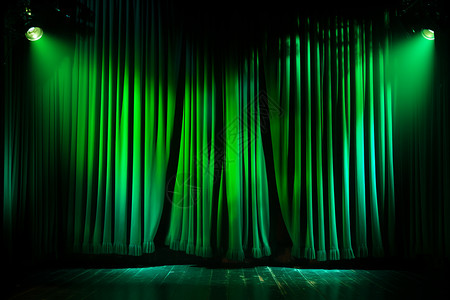 绿色的大剧院舞台幕布图片
