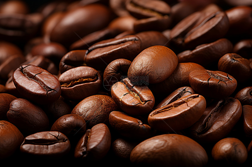 棕色的烘焙咖啡豆图片