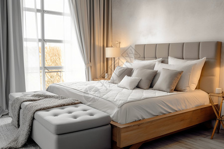 温馨的现代卧室装修场景背景图片