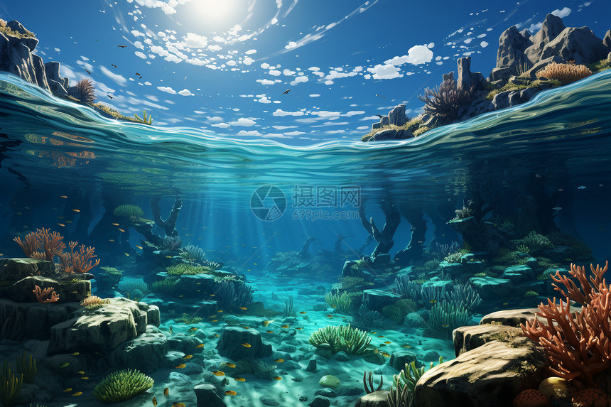 梦幻清澈的海底世界图片