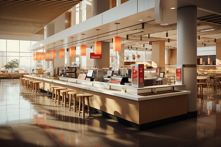 点餐素材现代食堂中的点餐台设计图片