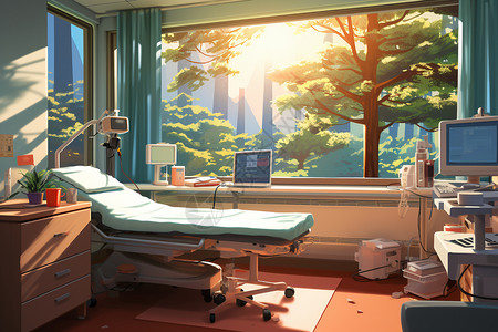 安静医院阳光下安静的病房插图插画