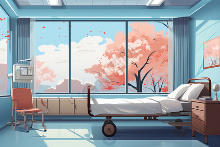 现代医院的病房插图图片