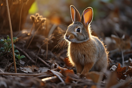 森林中乖巧的兔子图片
