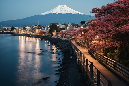 富士山下的美丽风景图片