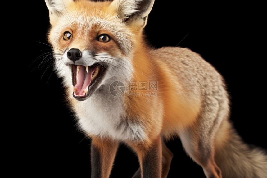张着嘴巴的狐狸图片