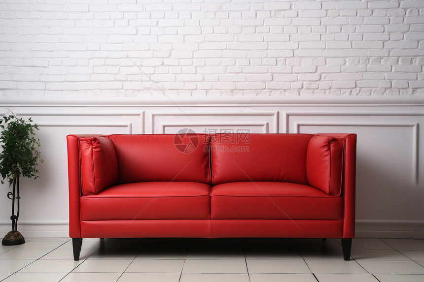 室内的红色沙发图片