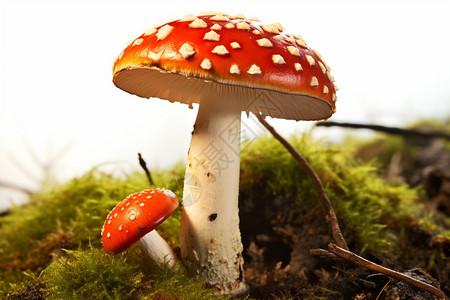 生长的野生蘑菇背景图片