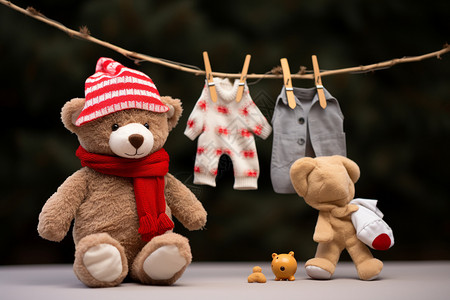 玩偶衣服可爱的玩偶小熊背景