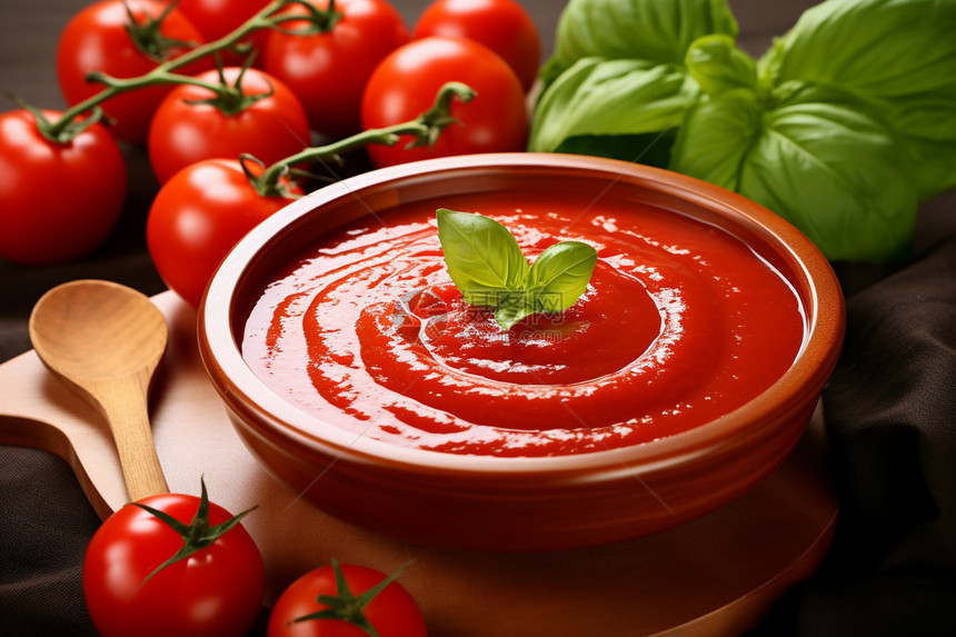 烹饪的新鲜番茄酱图片