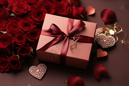 桌面上的玫瑰图片桌面上的玫瑰和礼物背景