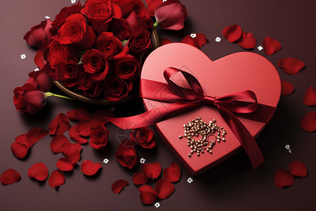 浪漫的玫瑰花和礼物图片