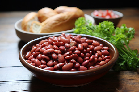 碗中的谷物红豆图片
