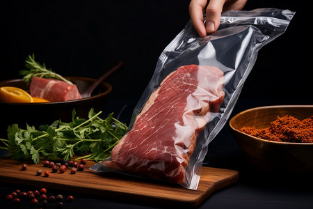 塑料菜板菜板上的美味猪肉背景