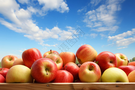 装满苹果的木箱子高清图片