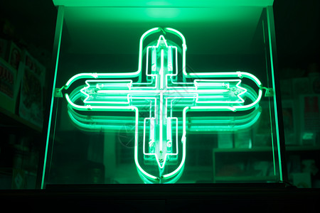 十字架标志药店绿光十字设计图片