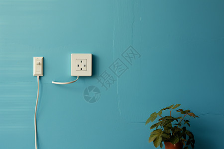 墙壁上的电线插板图片