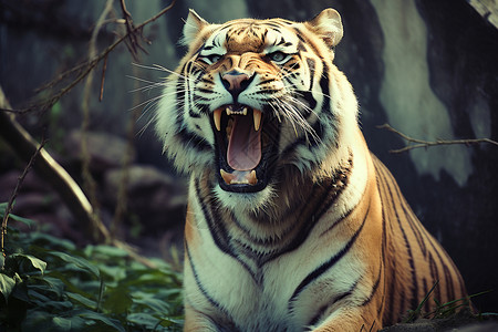 老虎张嘴张着嘴巴的老虎背景