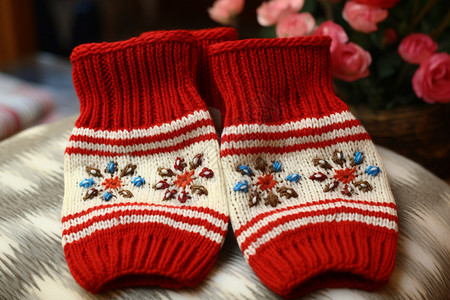 冬季的保暖手套高清图片