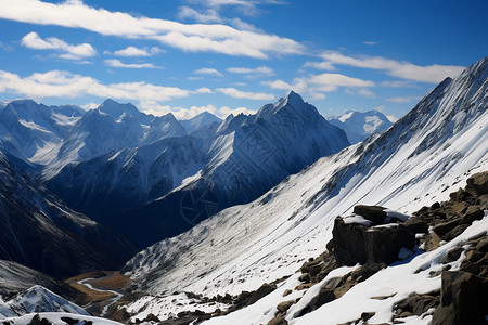 雪山之巅的喜马拉雅山脉景观图片
