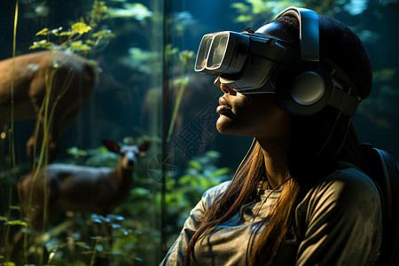 科技鱼虚拟眼镜中的雨林景观背景