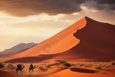 沙漠行人沙漠中旅行的人背景