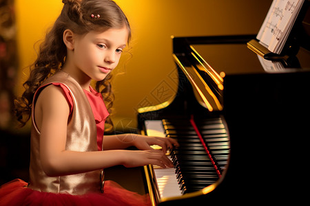 坐着弹钢琴的女孩图片