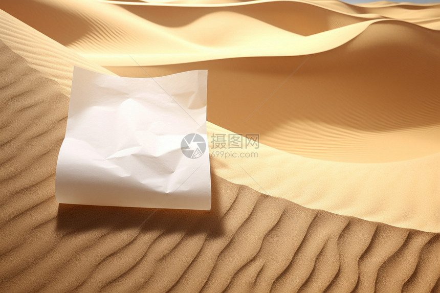 沙丘上的白色白纸图片
