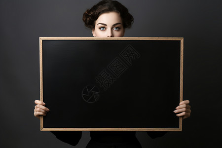 空白牌子拿着黑板的女士背景